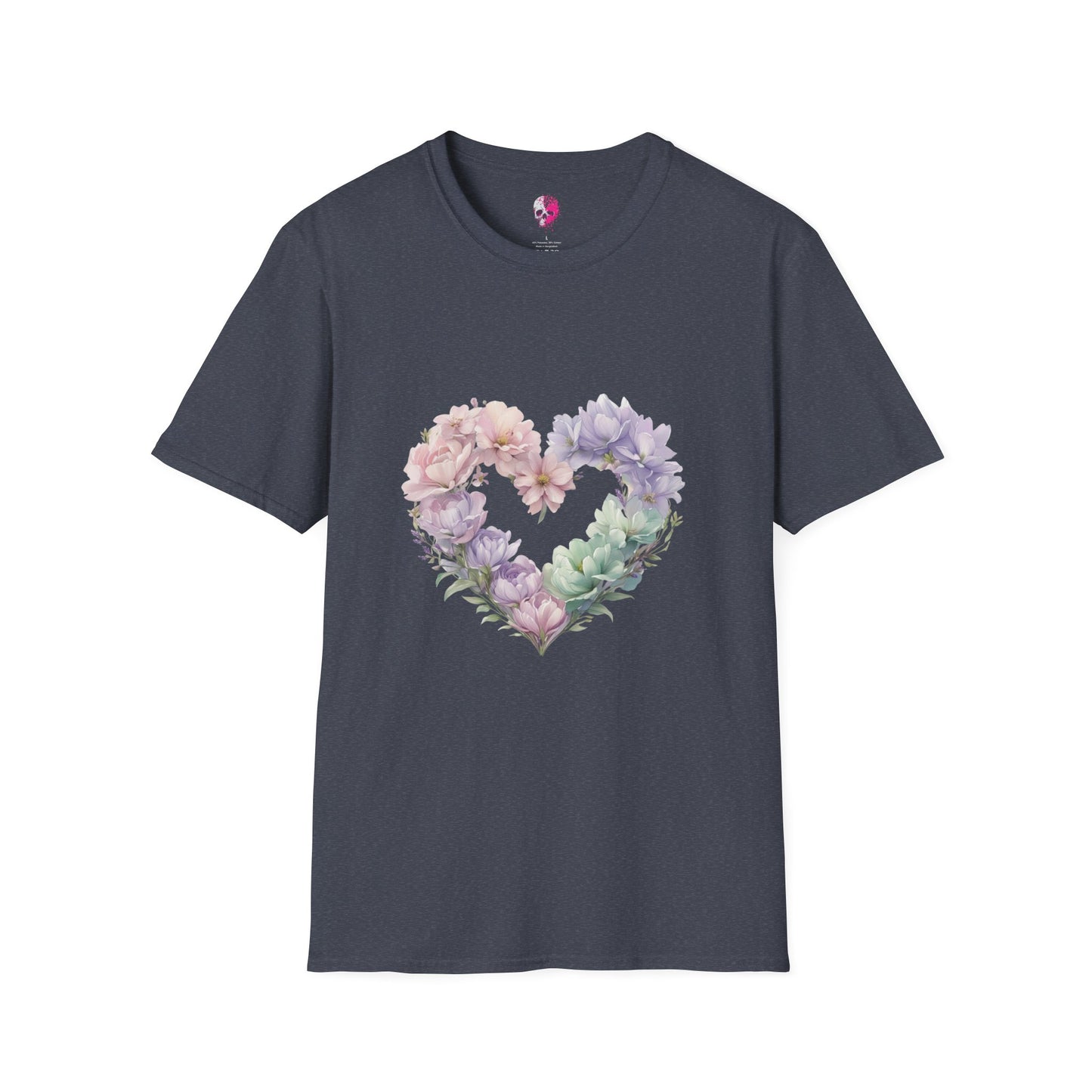 Floral Heart Unisex T-Shirt | Softstyle Tee for Floral Lovers | Perfect Gift for Birthdays, Anniversaries, or Casual Wear