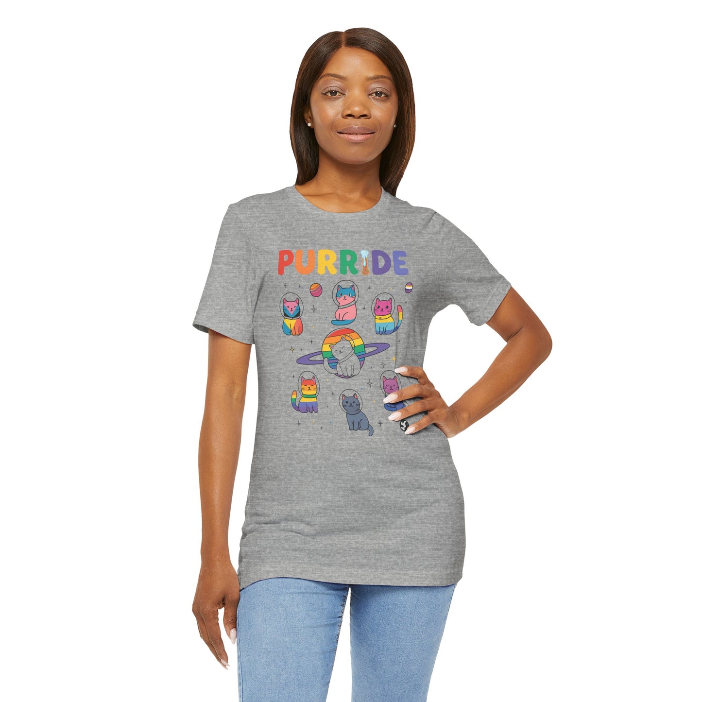 Purride Cat Tee, Fun LGBTQ+ Pride Shirt, Cute Kitty Graphic T-Shirt, Unisex Casual Wear, Gift for Cat Lovers
