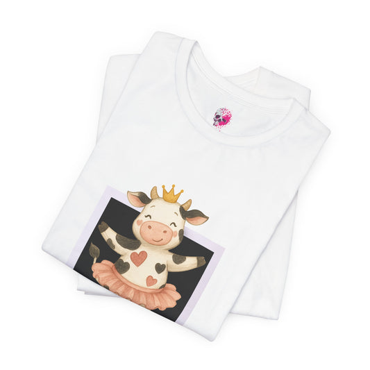 Cow Princess Short Sleeve Tee, Cute Animal Shirt, Farm Life Apparel, Gift for Her, Cow Lover Tee, Quirky Fashion, Birthday Gift