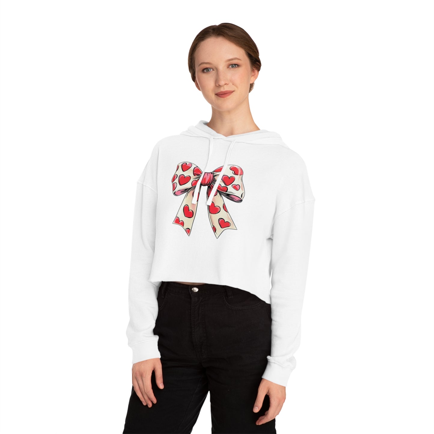 Heart BOW Women’s Cropped Hooded Sweatshirt