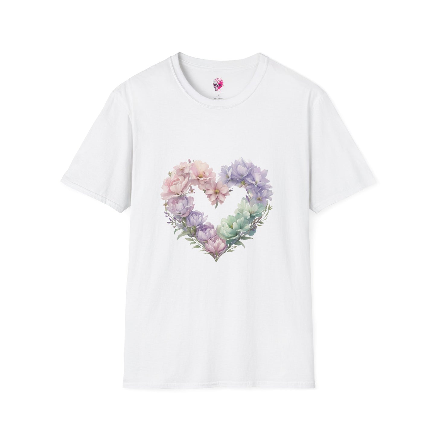 Floral Heart Unisex T-Shirt | Softstyle Tee for Floral Lovers | Perfect Gift for Birthdays, Anniversaries, or Casual Wear